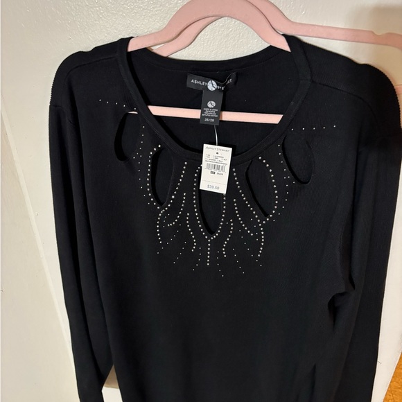 Ashley Stewart Black Studded Long Sleeve Sweater - Picture 5 of 11